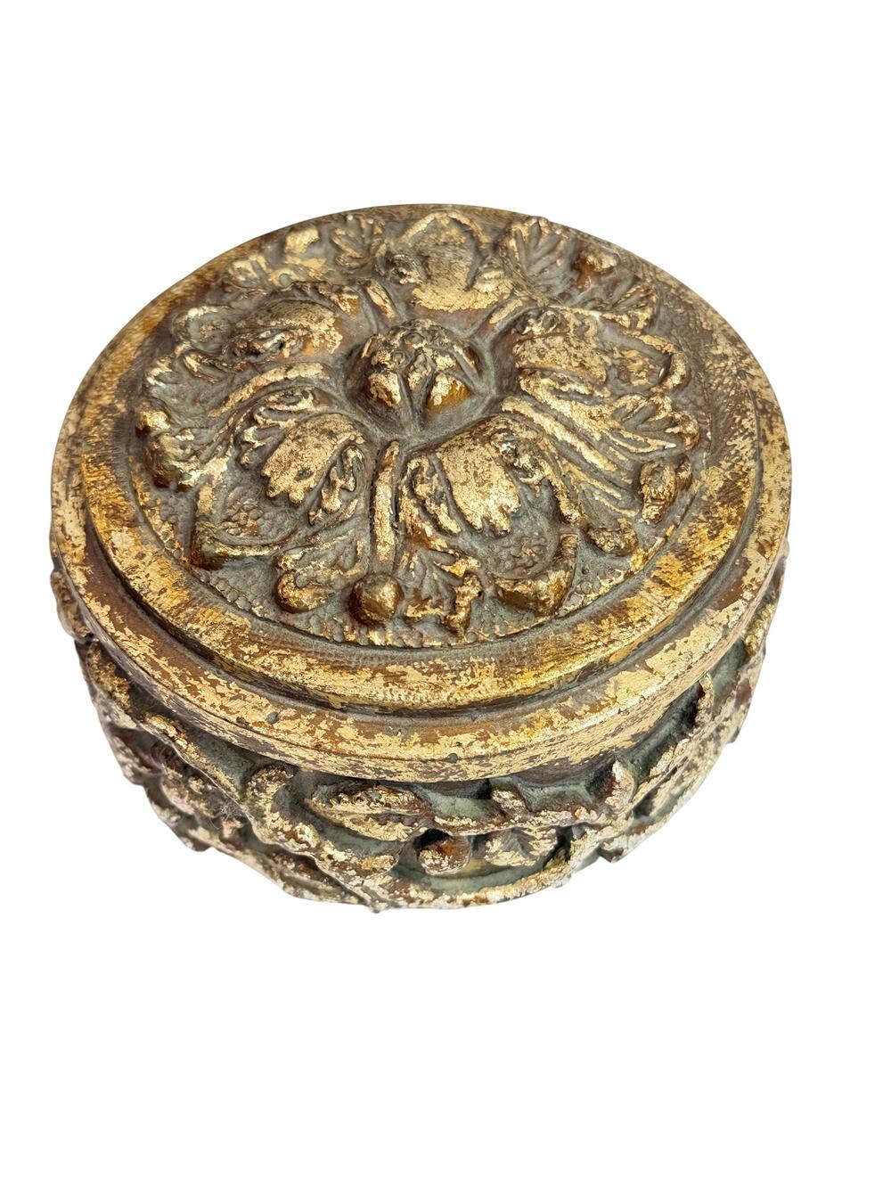 Vintage Bombay Small Gold Baroque Floral Jar Candle Resin Holder Single Wick